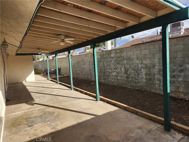 42397 Santiago Dr, Hemet, CA 92544 - view of patio / terrace with fence and ceiling fan