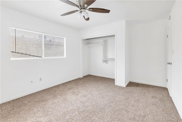 42397 Santiago Dr, Hemet, CA 92544 - unfurnished bedroom with ceiling fan, baseboards, carpet flooring, and a closet