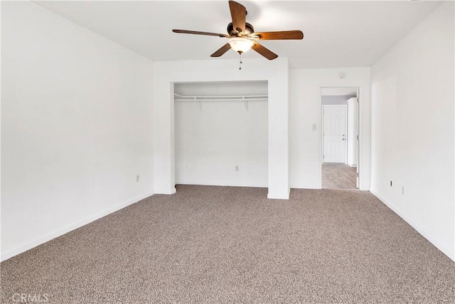 42397 Santiago Dr, Hemet, CA 92544 - unfurnished bedroom featuring carpet, a closet, baseboards, and ceiling fan