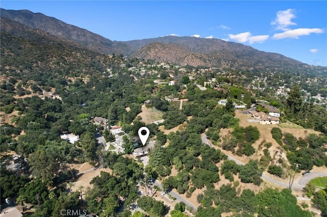 aerial view with a mountain view