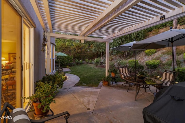 view of patio / terrace with area for grilling and a pergola