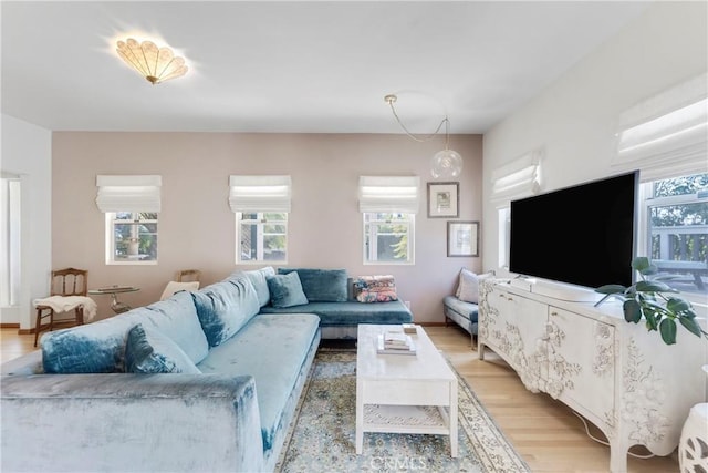 living area with light wood-type flooring