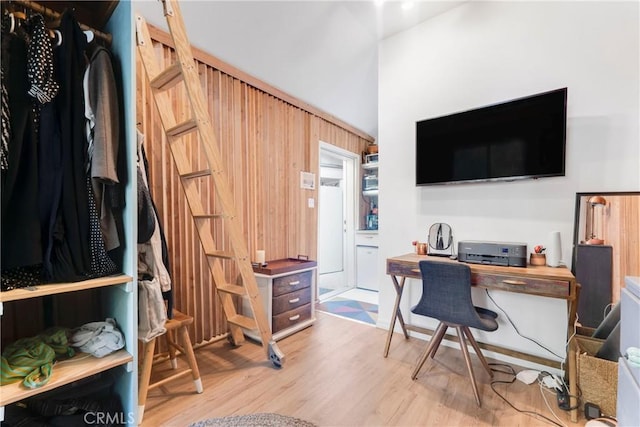 office space with light wood-type flooring