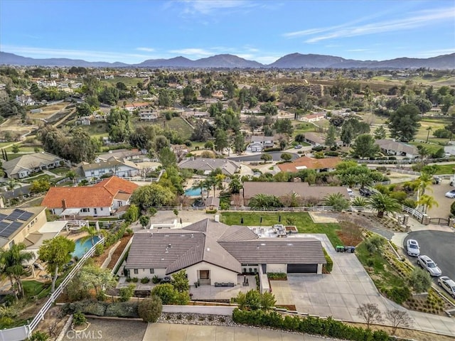 aerial view with a residential view and a mountain view