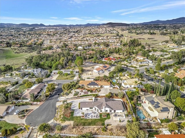 birds eye view of property featuring a residential view and a mountain view