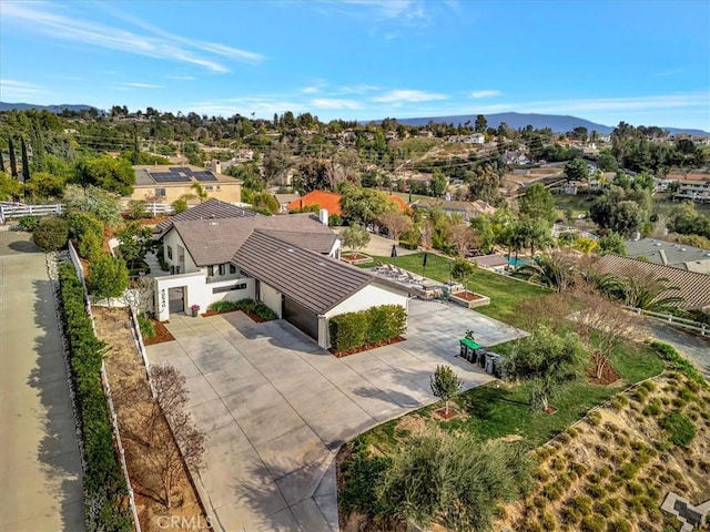 bird's eye view featuring a mountain view