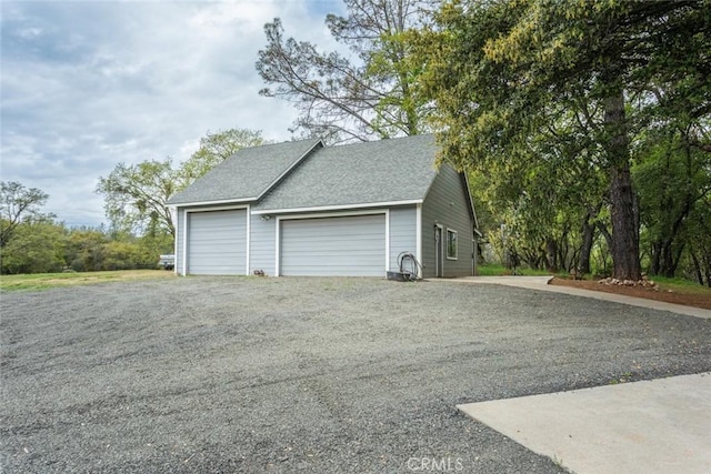 view of detached garage