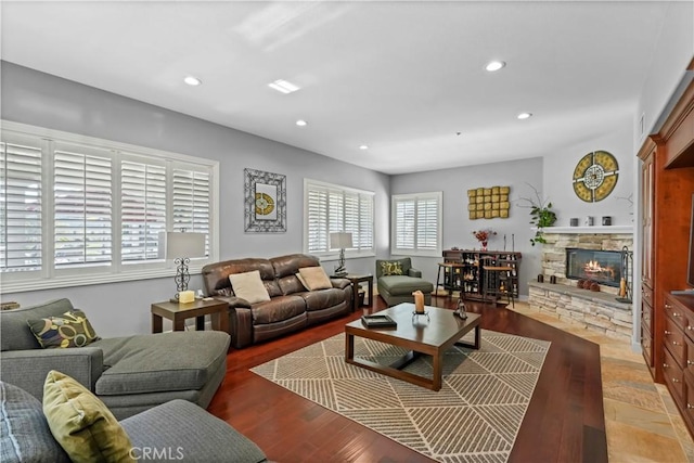 12364 Palmer Dr, Moorpark, CA 93021 - living area featuring recessed lighting and a fireplace