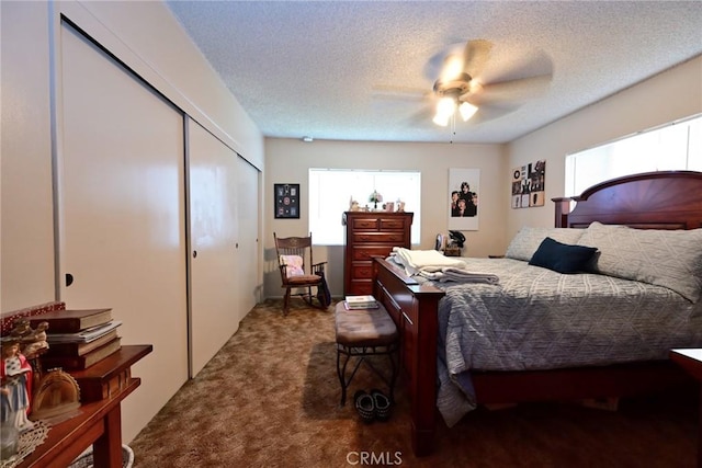 428 N Garfield Ave, Alhambra, CA 91801 - carpeted bedroom with a closet, ceiling fan, and a textured ceiling