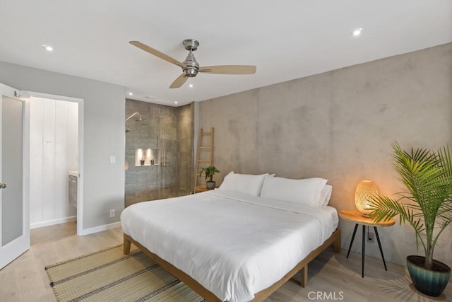 bedroom featuring recessed lighting, baseboards, and wood finished floors