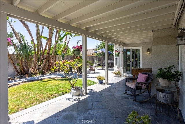 view of patio featuring a fenced backyard