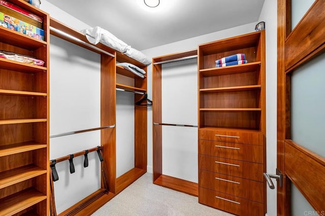 walk in closet featuring carpet