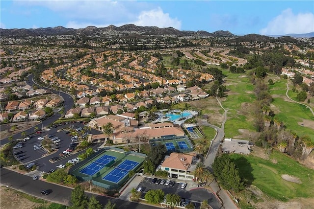 bird's eye view with a residential view and a mountain view