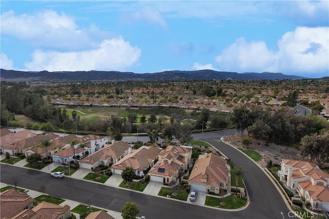 aerial view featuring a residential view and a mountain view