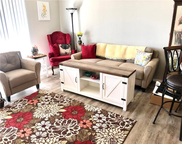 living room featuring light wood-style floors