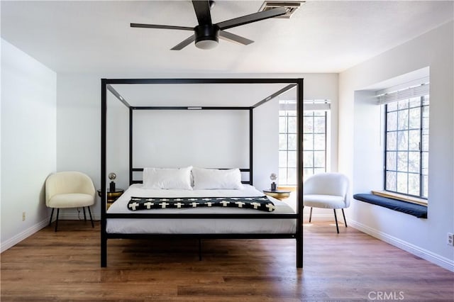 1075 Rivera Dr, Wrightwood, CA 92397 - bedroom featuring wood finished floors, visible vents, and baseboards