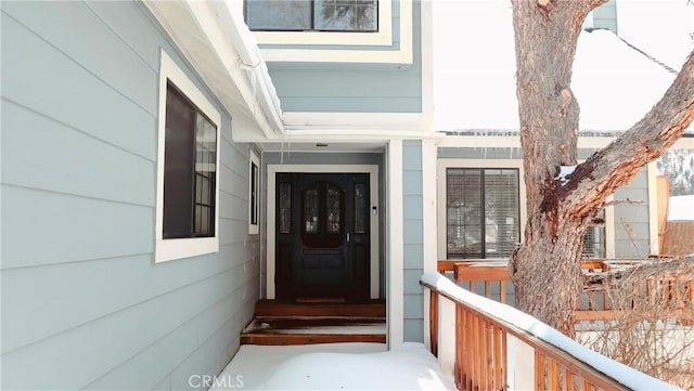 1075 Rivera Dr, Wrightwood, CA 92397 - view of snow covered property entrance