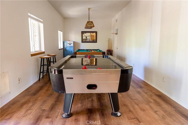 1075 Rivera Dr, Wrightwood, CA 92397 - playroom with pool table and light wood finished floors