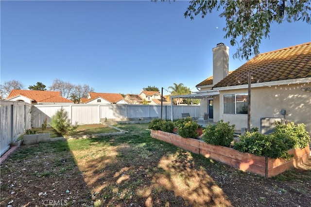 view of yard featuring a fenced backyard