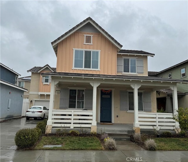 view of front of property featuring a porch and board and batten siding