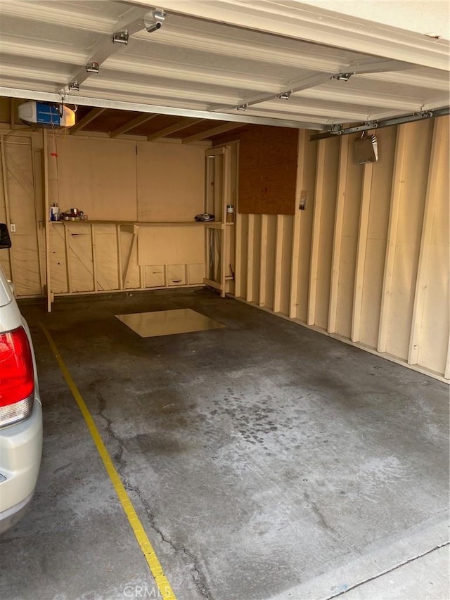 garage with a garage door opener