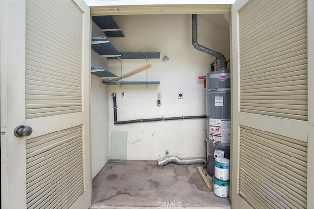 3690 S Bear St Unit 5, Santa Ana, CA 92704 - laundry area featuring water heater, laundry area, carpet, and electric dryer hookup