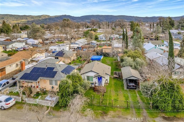 aerial view featuring a residential view and a mountain view