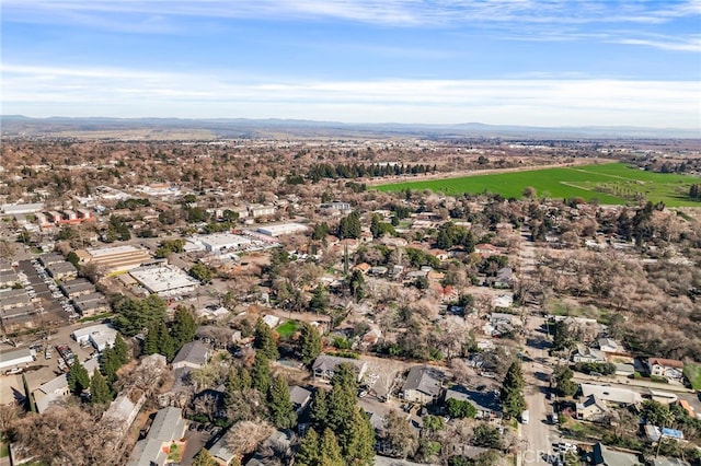 drone / aerial view featuring a mountain view