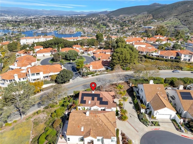 1268 Via, San Jacinto, San Marcos, CA 92078 - aerial overview of property's location with nearby suburban area and a water and mountain view