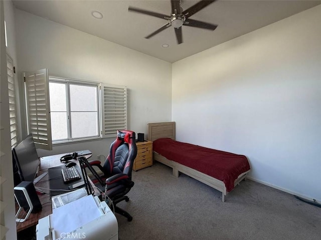 1268 Via, San Jacinto, San Marcos, CA 92078 - carpeted bedroom featuring an office area and a ceiling fan