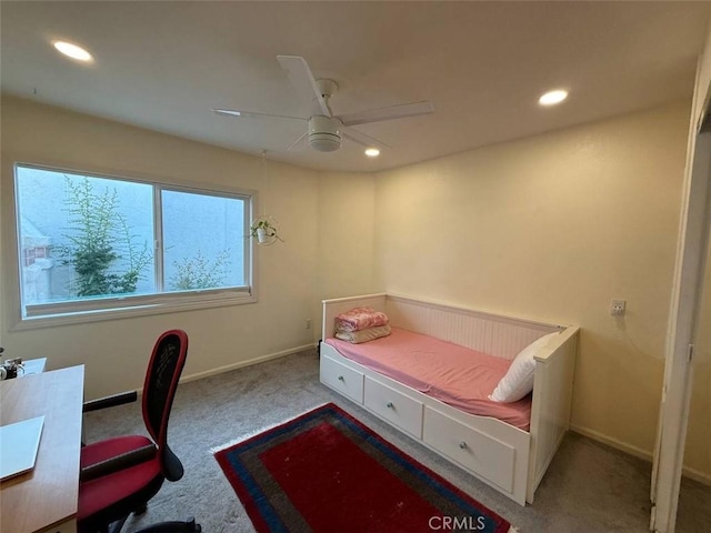 1268 Via, San Jacinto, San Marcos, CA 92078 - bedroom featuring carpet floors, recessed lighting, and a ceiling fan