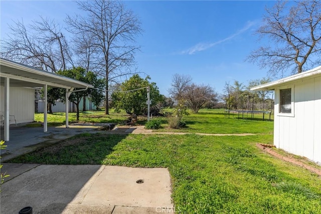 view of yard featuring a trampoline