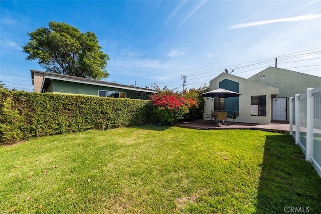 view of yard with a patio area and fence