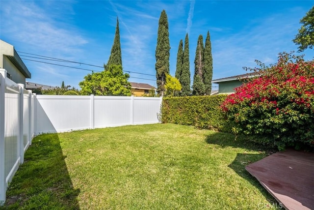 view of yard featuring a fenced backyard