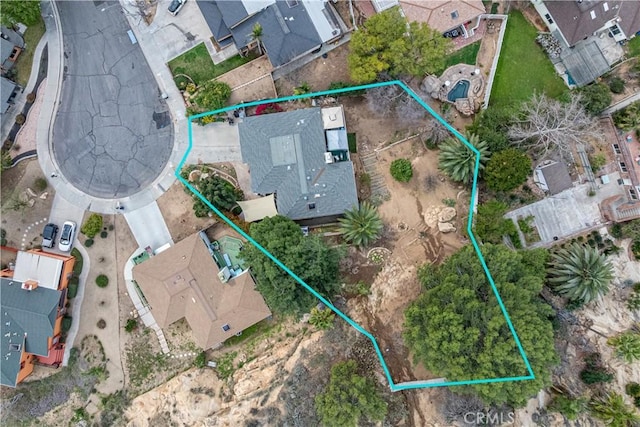 3269 Highcliff Rd, Riverside, CA 92506 - aerial perspective of suburban area with property boundaries highlighted