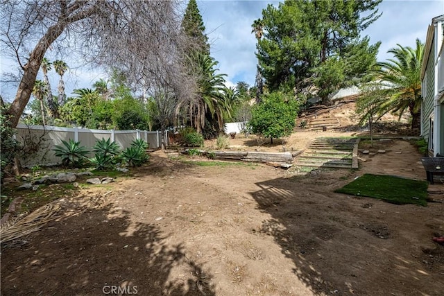 view of yard featuring a fenced backyard