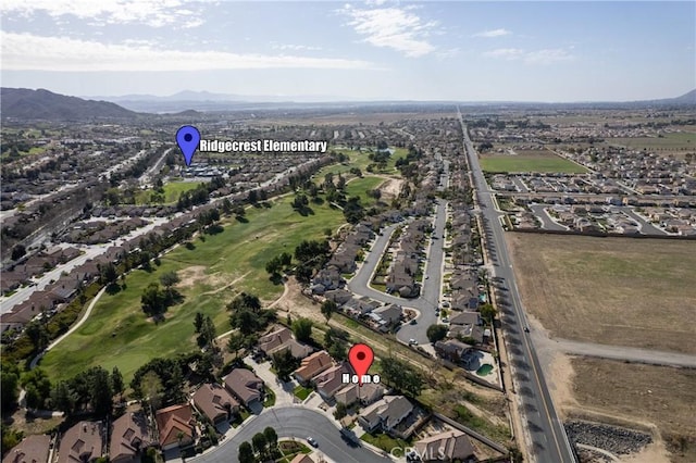 aerial view with a mountain view