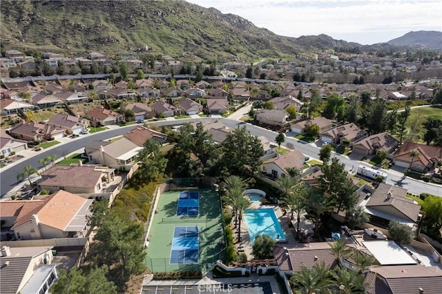 bird's eye view with a residential view and a mountain view