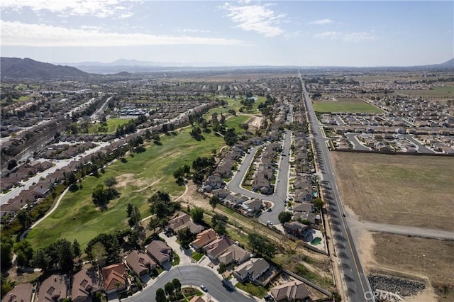 drone / aerial view with a residential view and a mountain view