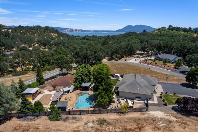 bird's eye view with a mountain view