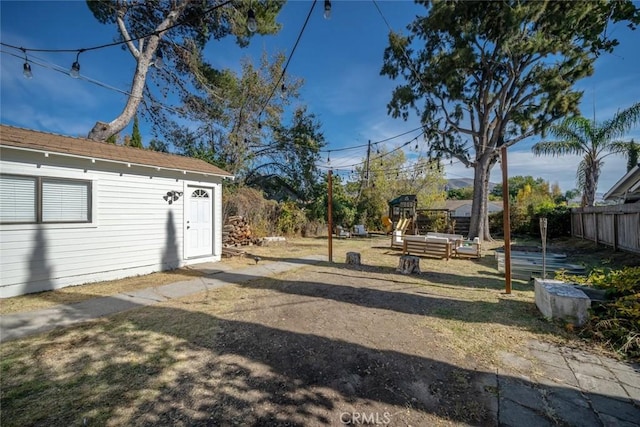 view of yard featuring fence