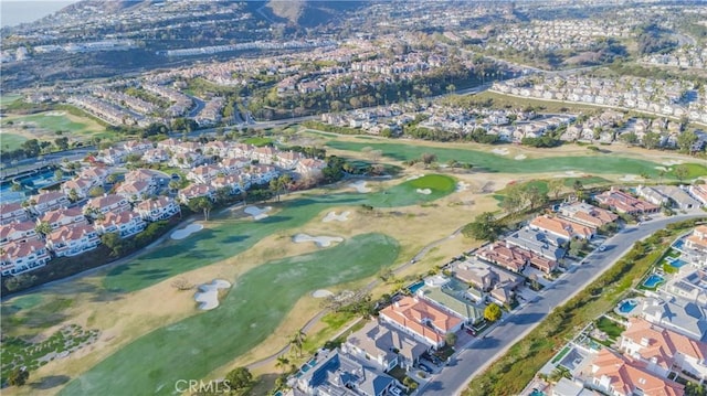 birds eye view of property featuring a residential view and golf course view