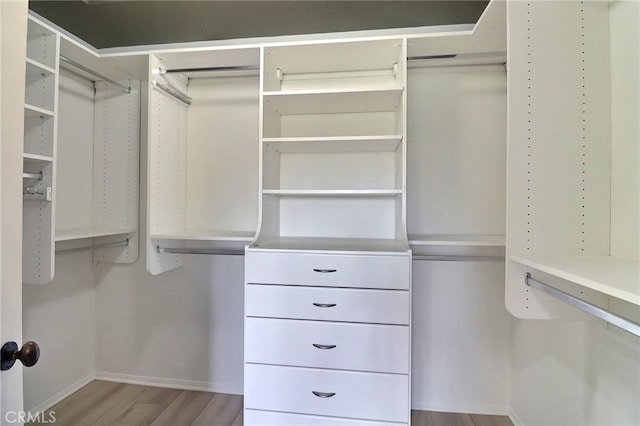 spacious closet with wood finished floors