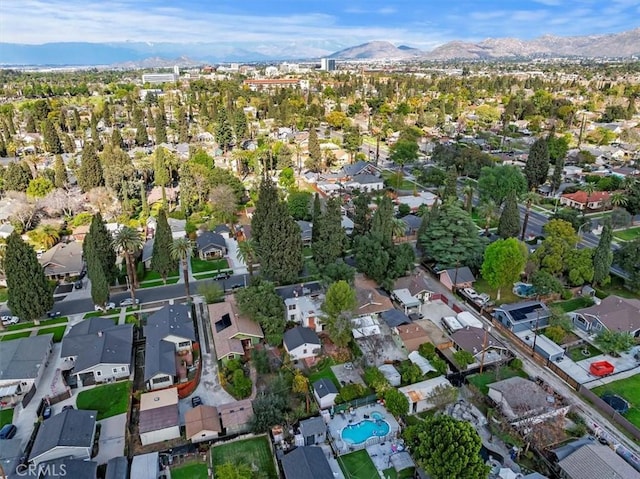 aerial view with a residential view and a mountain view