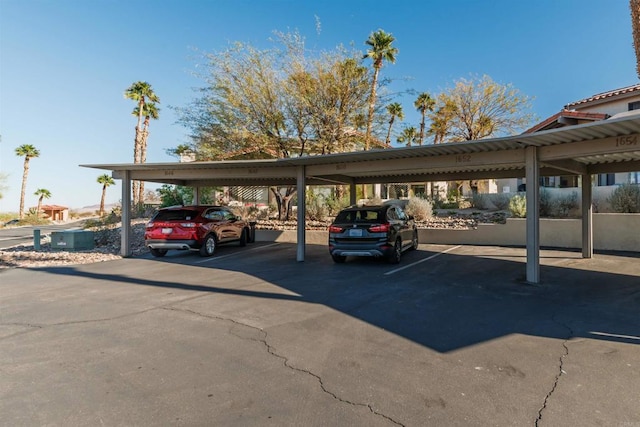 view of covered parking lot