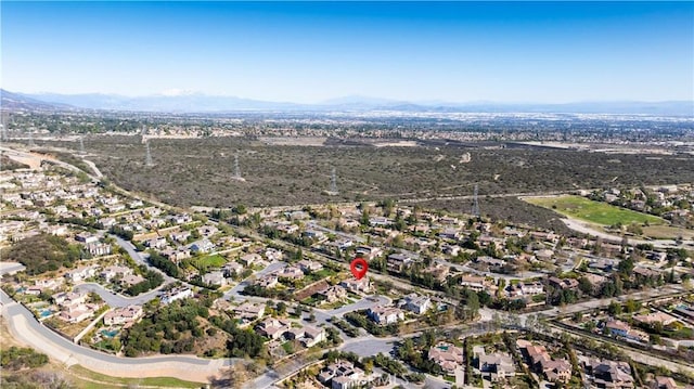 bird's eye view featuring a mountain view