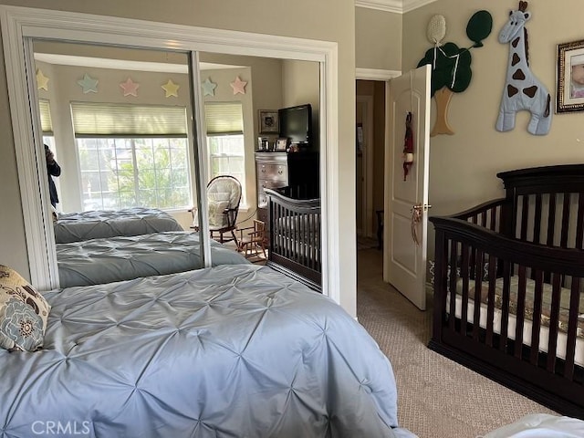 bedroom featuring carpet