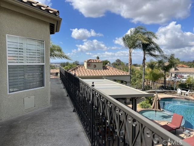 balcony with a patio area