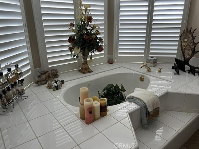 bathroom featuring a garden tub