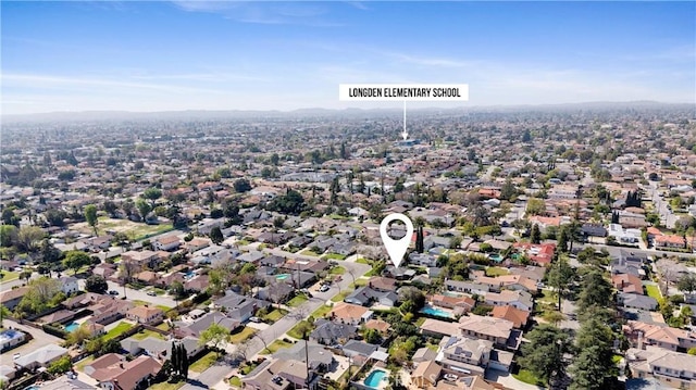 bird's eye view with a residential view